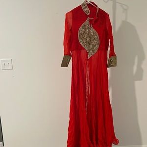 Indian designer embroidered front slit Karti